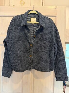 Bagatelle Navy Textured Button-Front Knit Jacket